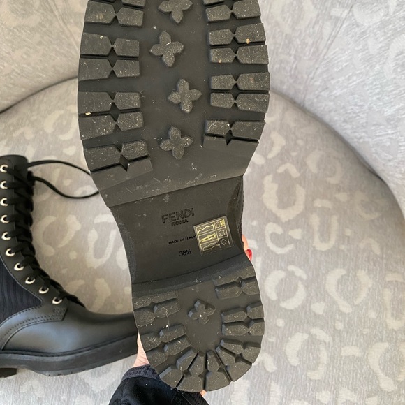 Fendi Black Combat Boots size 38.5 - Picture 6 of 10